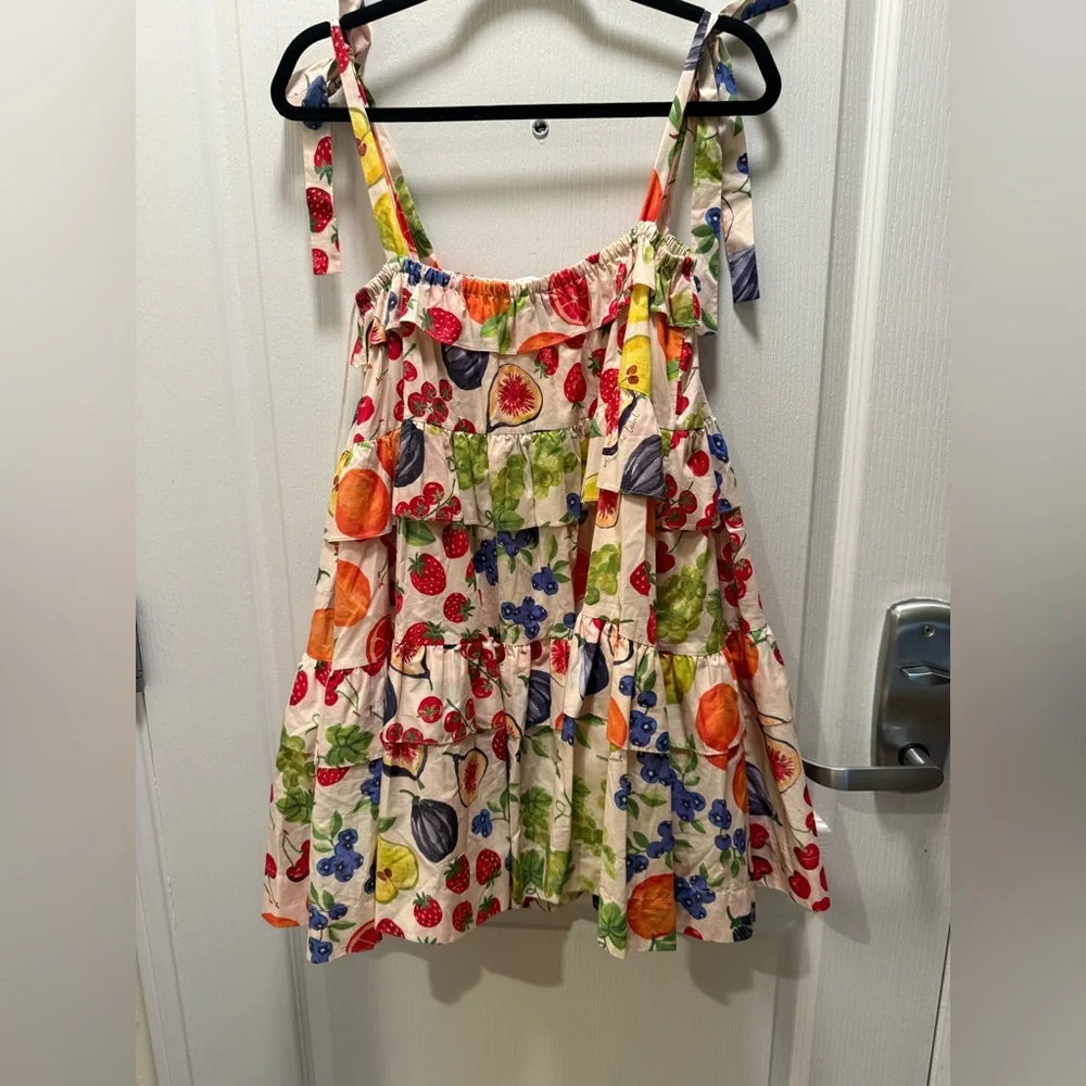 JACQUIE THE LABEL Mirabelle White Multi Fruit Print Tiered Sundress -Size S NWT - Picture 5 of 6